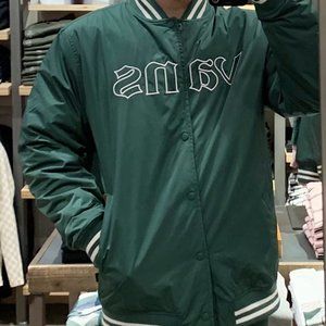 VANS green satin varsity jacket